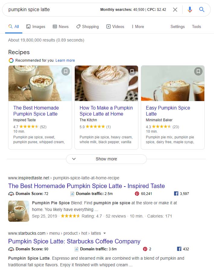 Did you mean Pumpkin Spice Latte